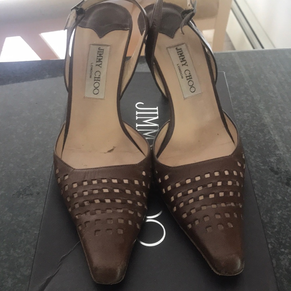 Brown sling back jimmy Choo shoes